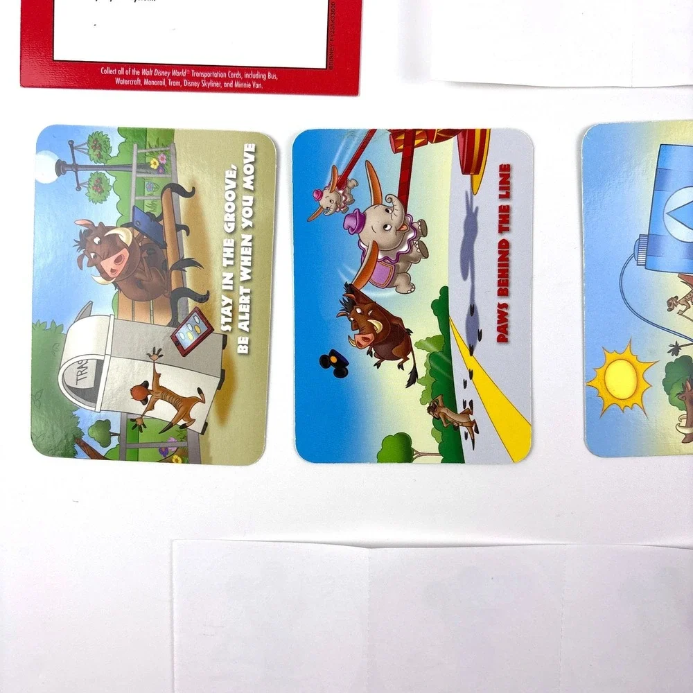 WDW 7 Transport Collection Cards Monorail Watercraft Skyliner 4 Timon Pumba Wild